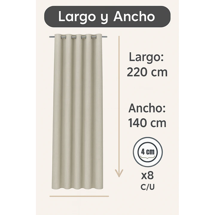 Cortina Blackout Tela Tipo Lino Gruesa 140x220 – Pack  2 Paños Taupe 3