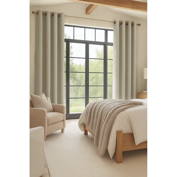 Cortina Blackout Tela Tipo Lino Gruesa 140x220 – Pack  2 Paños Taupe 5