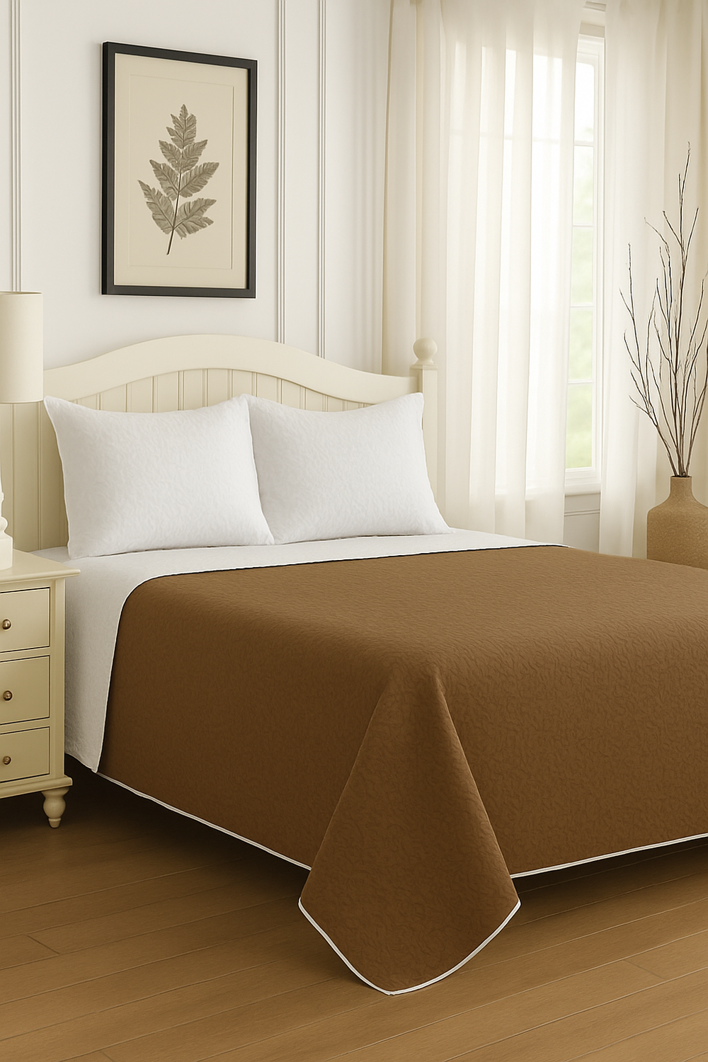 Cubrecama Quilt Reversible Cafe