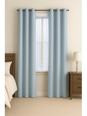 Cortina Blackout 100% Engomada Termica Tela Ligera 140x225 - Microfibra Premium - 2 Paños Azul Claro