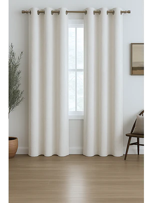 Cortina Blackout Tela Tipo Lino Gruesa 140x220 – Pack  2 Paños Blanco