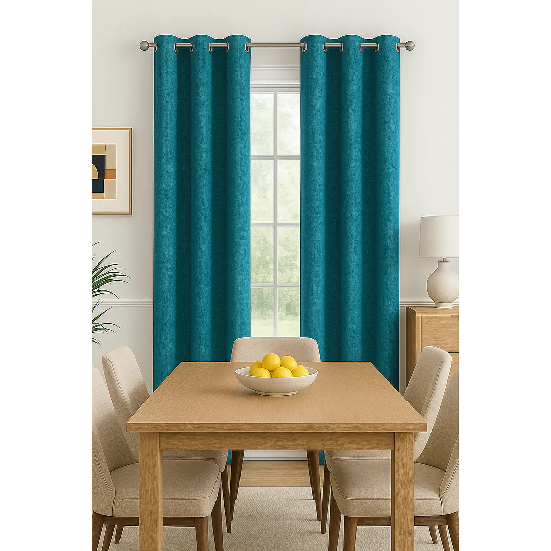 Cortina Blackout Tela Tipo Lino Gruesa 140x220 – Pack  2 Paños Turquesa 7