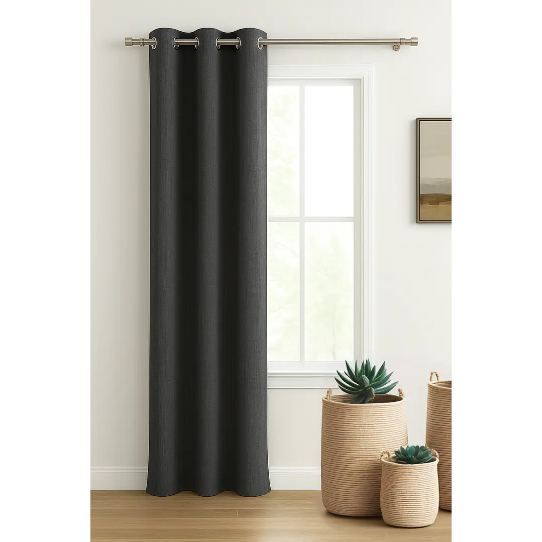 Cortina Blackout Tela Tipo Lino Gruesa 140x220 – 1 Paño Gris Oscuro 1