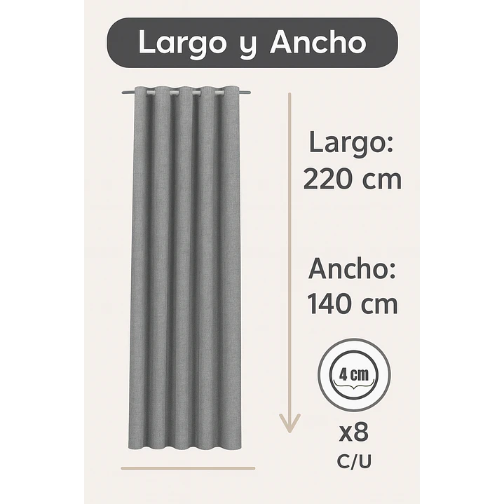 Cortina Blackout Tela Tipo Lino Gruesa 140x220 – 1 Paño Gris Oscuro 3