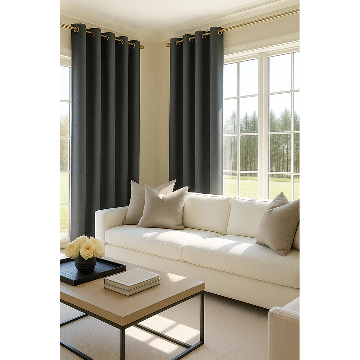Cortina Blackout Tela Tipo Lino Gruesa 140x220 – 1 Paño Gris Oscuro 5