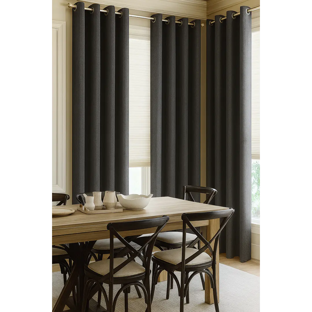 Cortina Blackout Tela Tipo Lino Gruesa 140x220 – 1 Paño Gris Oscuro 6