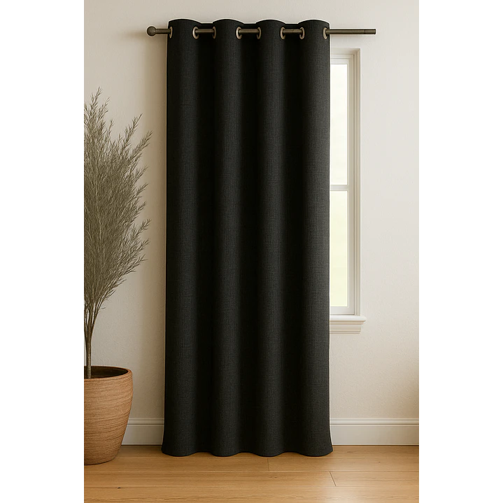 Cortina Blackout Tela Tipo Lino Gruesa 140x220 – 1 Paño Negro 1