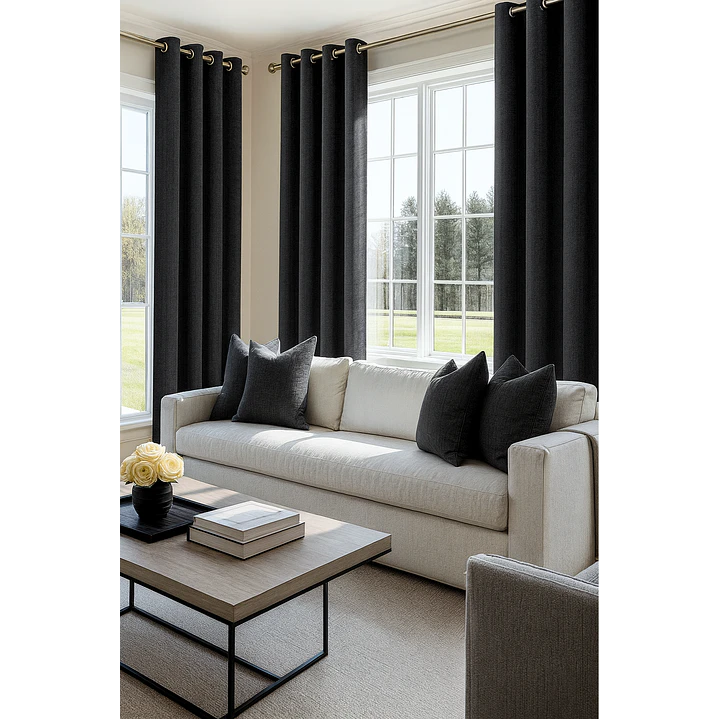 Cortina Blackout Tela Tipo Lino Gruesa 140x220 – 1 Paño Negro 5