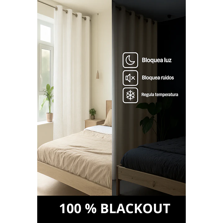 Cortina Blackout Tela Tipo Lino Gruesa 140x220 – 1 Paño Blanco 2