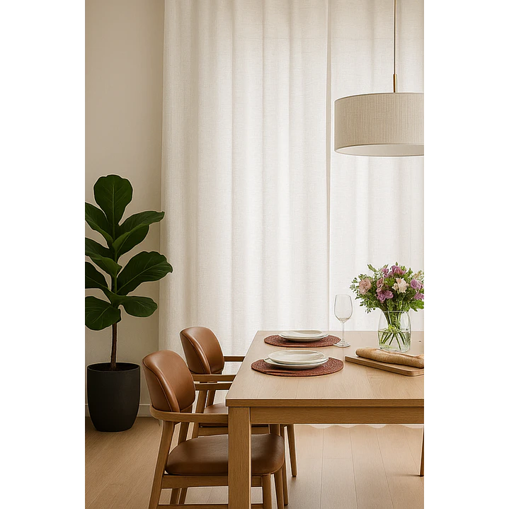 Cortina Blackout Tela Tipo Lino Gruesa 140x220 – Pack  2 Paños Blanco 6