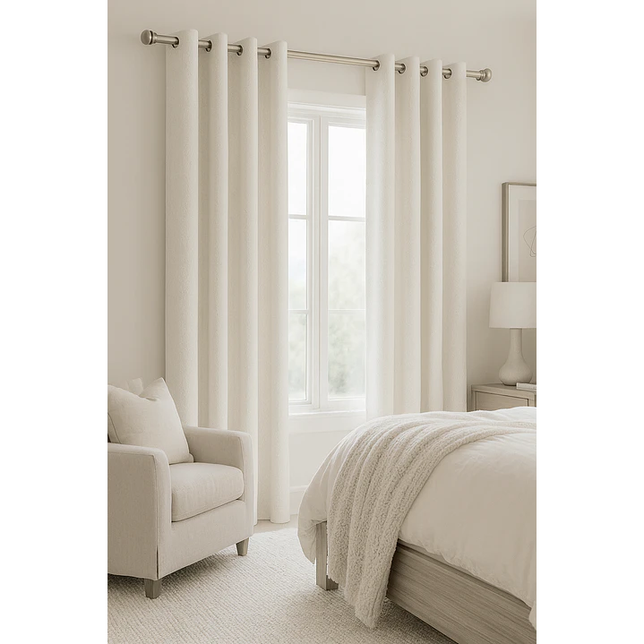 Cortina Blackout Tela Tipo Lino Gruesa 140x220 – Pack  2 Paños Blanco 7