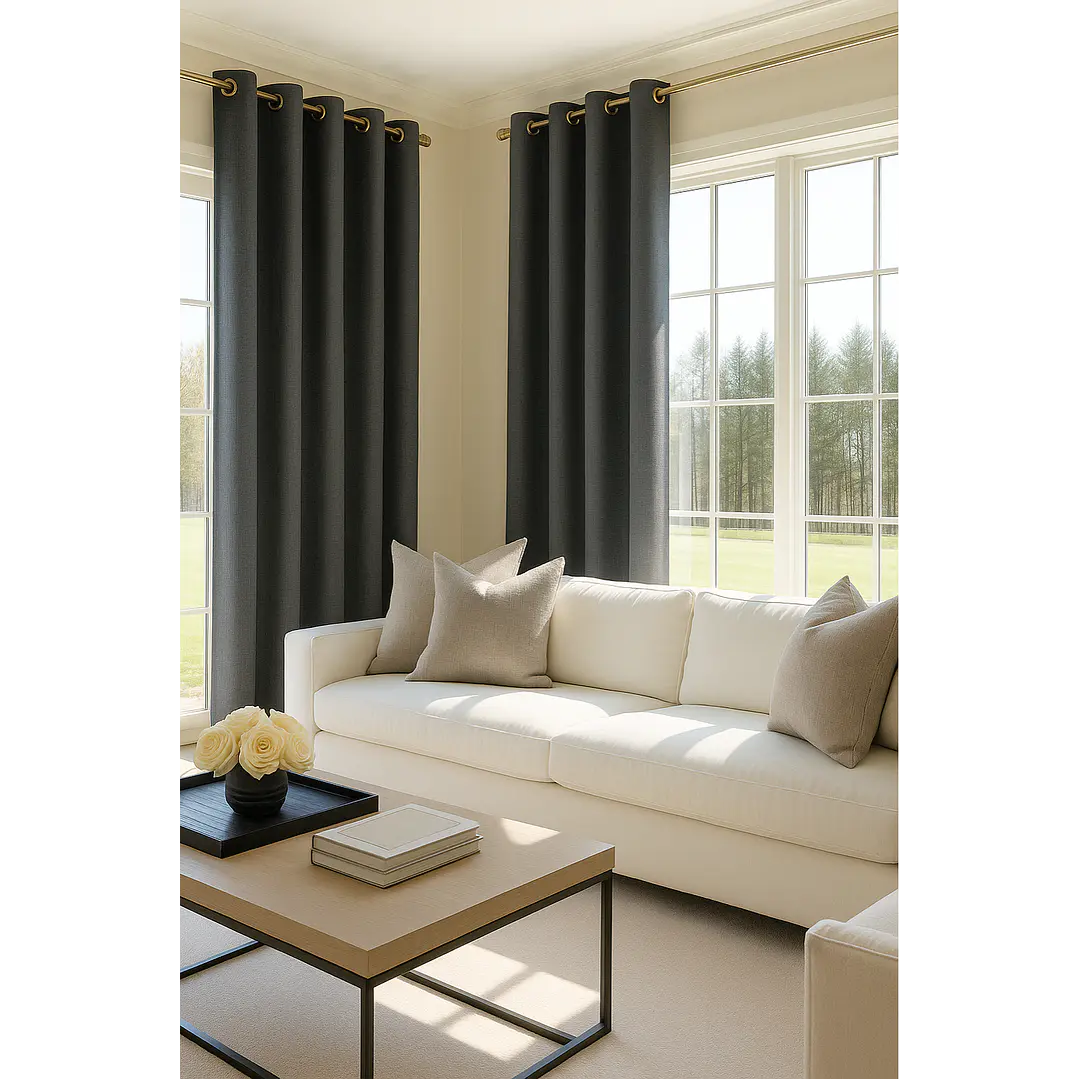 Cortina Blackout Tela Tipo Lino Gruesa 140x220 – Pack 2 Paños Gris Oscuro 5