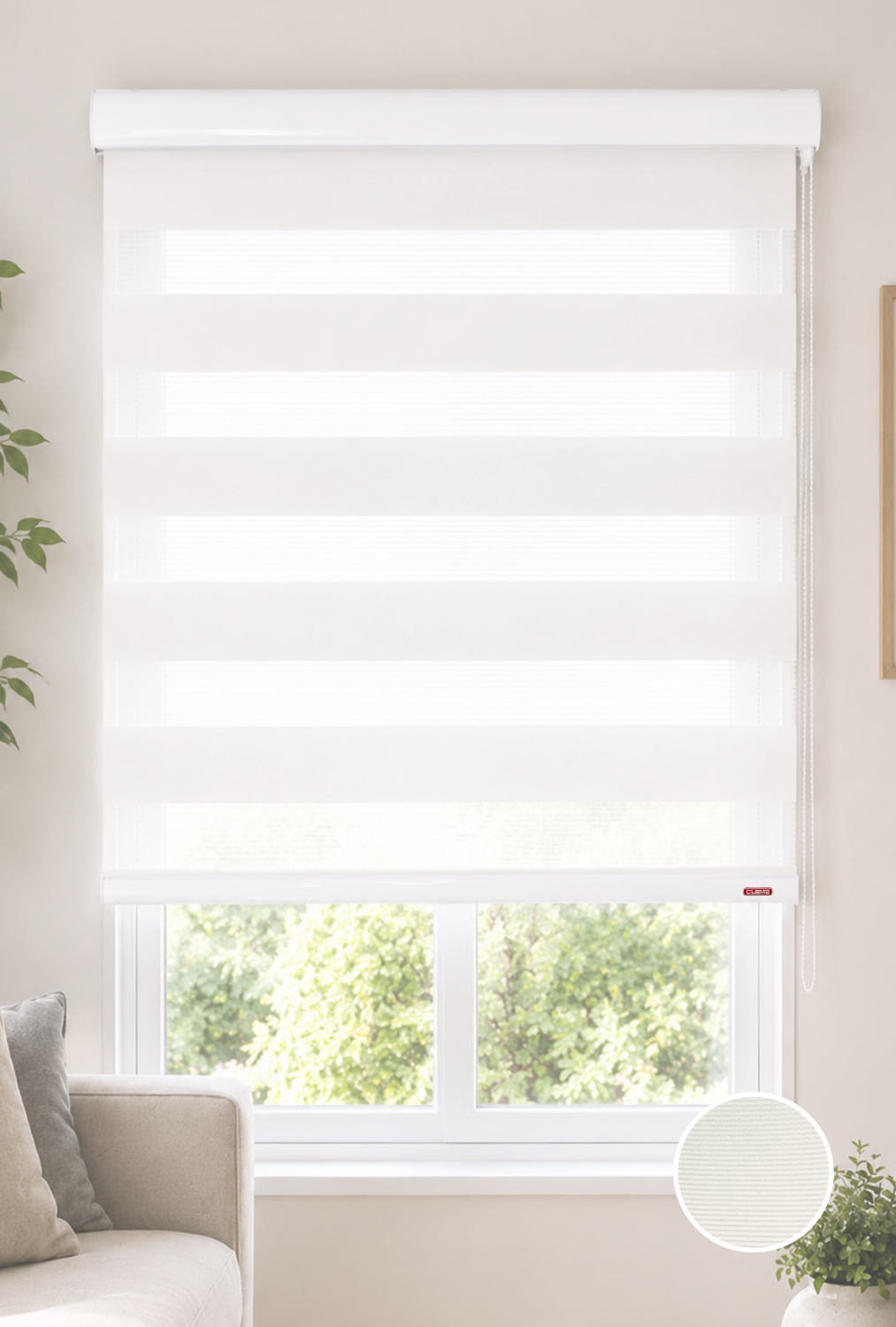 Cortina Roller Duo Zebra Dia Noche 120 X 200 Cm Blanco