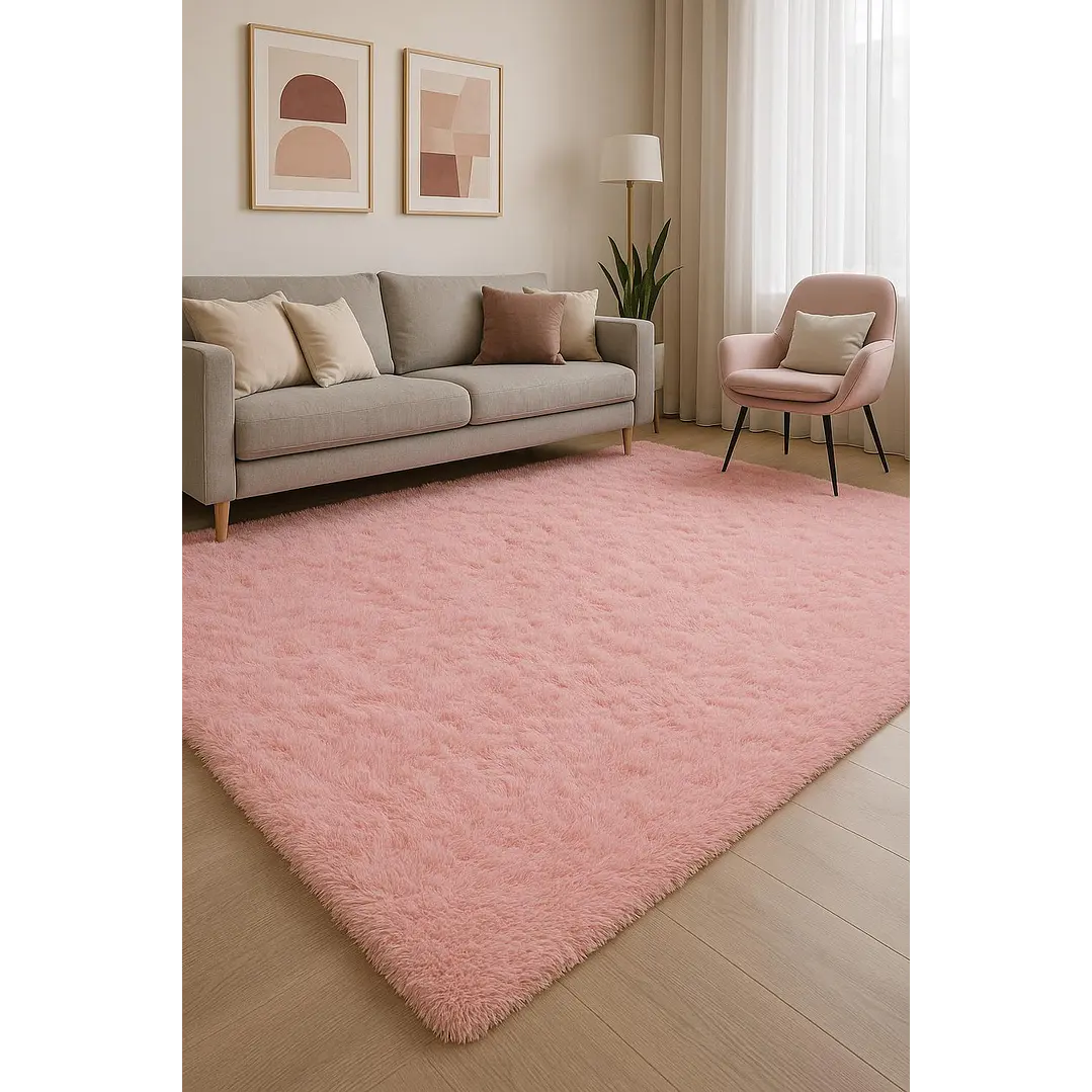 Alfombra Peluda Shaggy Rosa 200x220 Clems 1