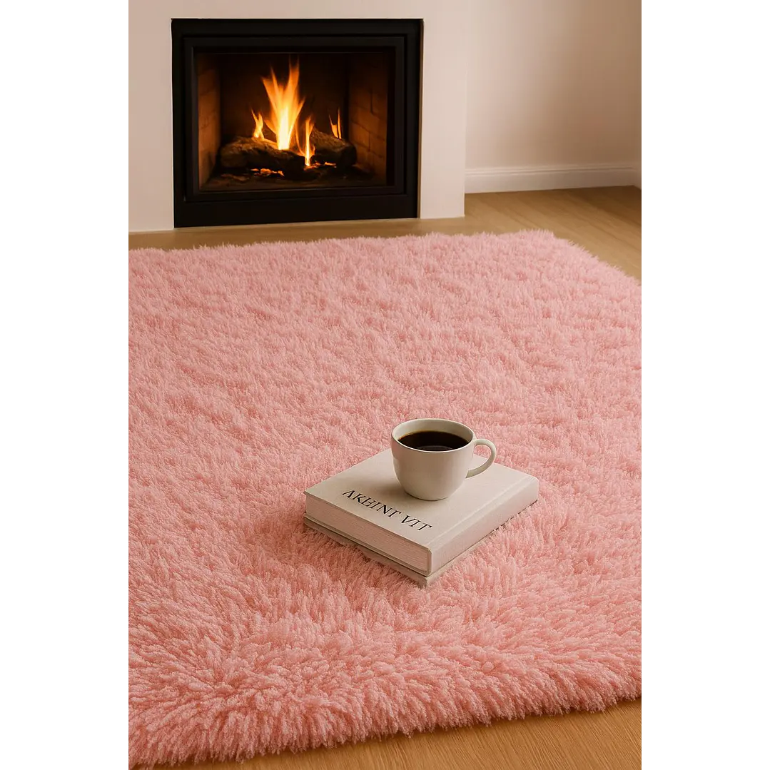 Alfombra Peluda Shaggy Rosa 200x220 Clems 5