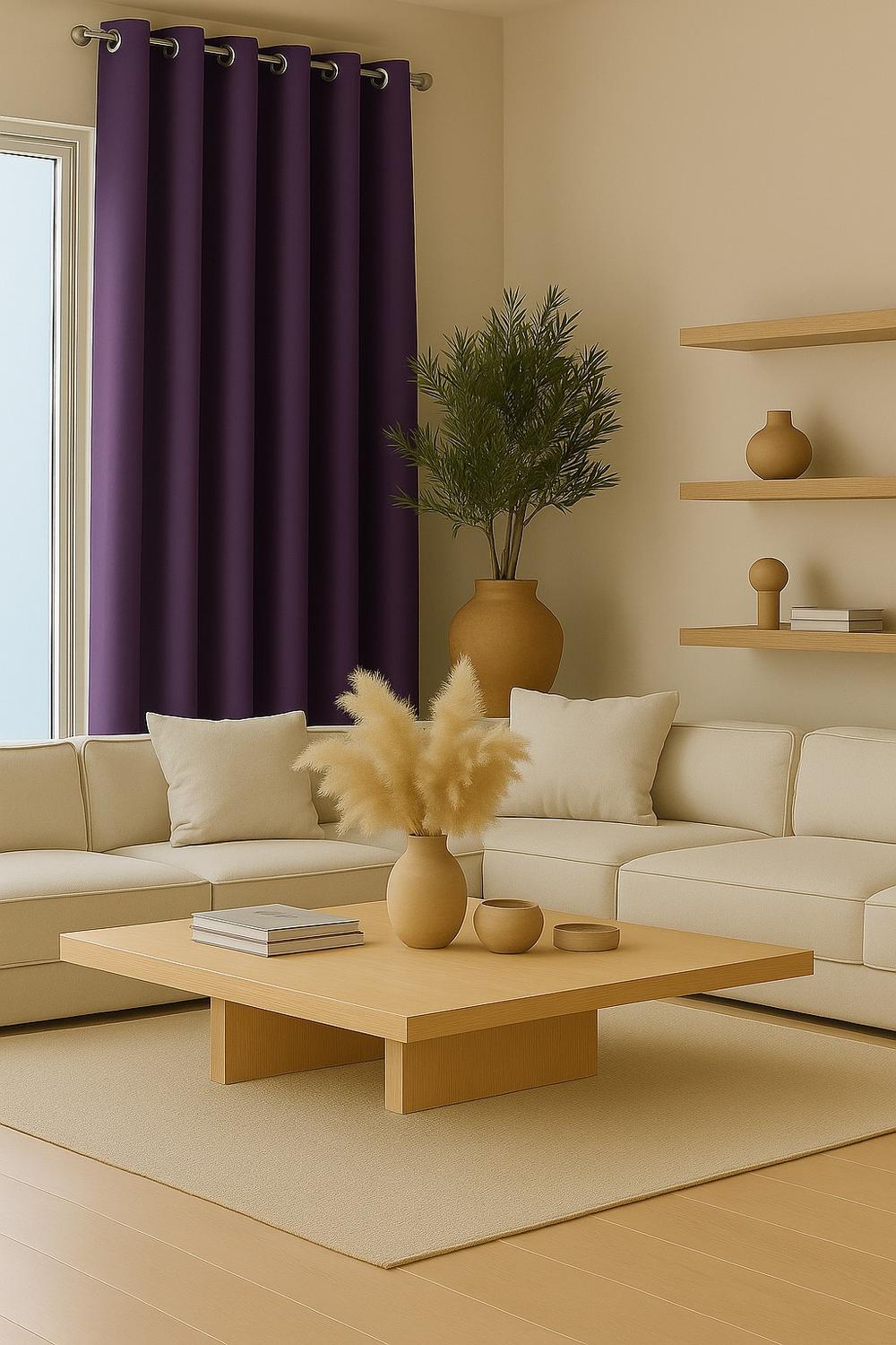 Cortina Blackout 100% Engomada Termica Tela Ligera 140x225 - Microfibra Premium - 1 Paño Morado