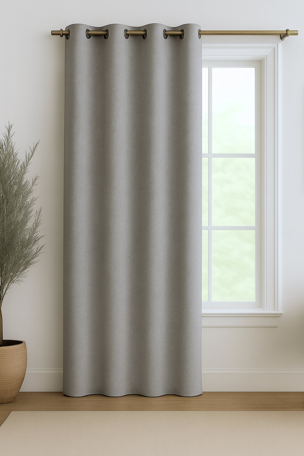 Cortina Blackout Tela Tipo Lino Gruesa 140x220 – 1 Paño Gris Claro