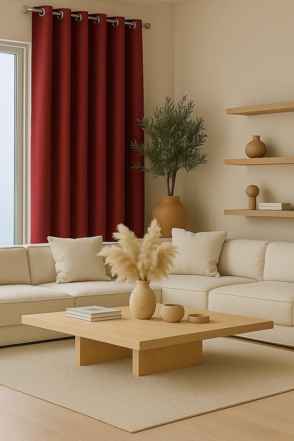 Cortina Blackout 100% Engomada Termica Tela Ligera 140x225 - Microfibra Premium - 1 Paño Rojo