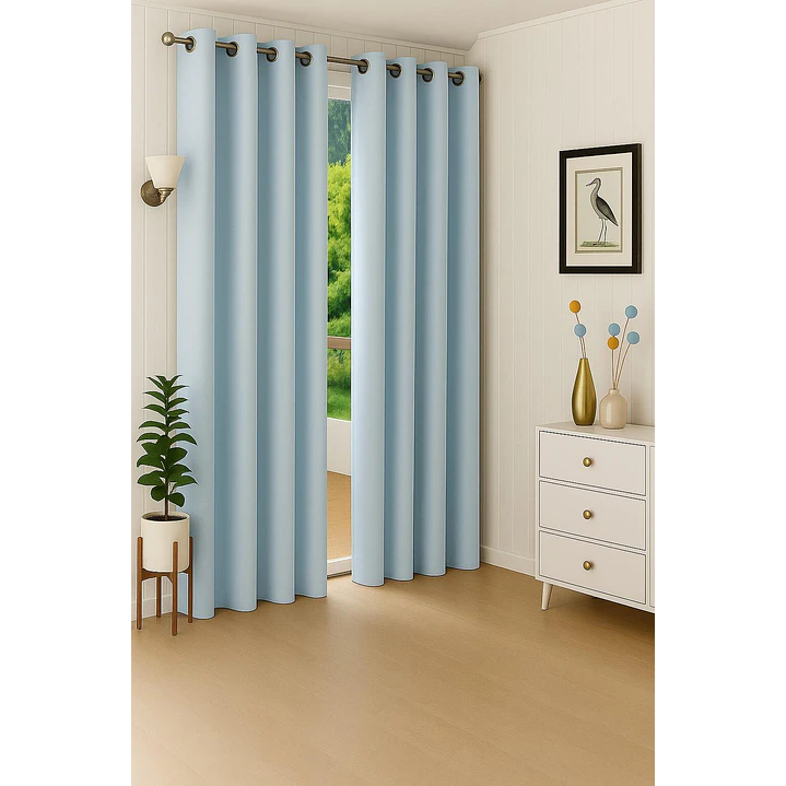 Cortina Blackout 100% Engomada Termica Tela Ligera 140x225 - Microfibra Premium - 1 Paño Azul Claro 5