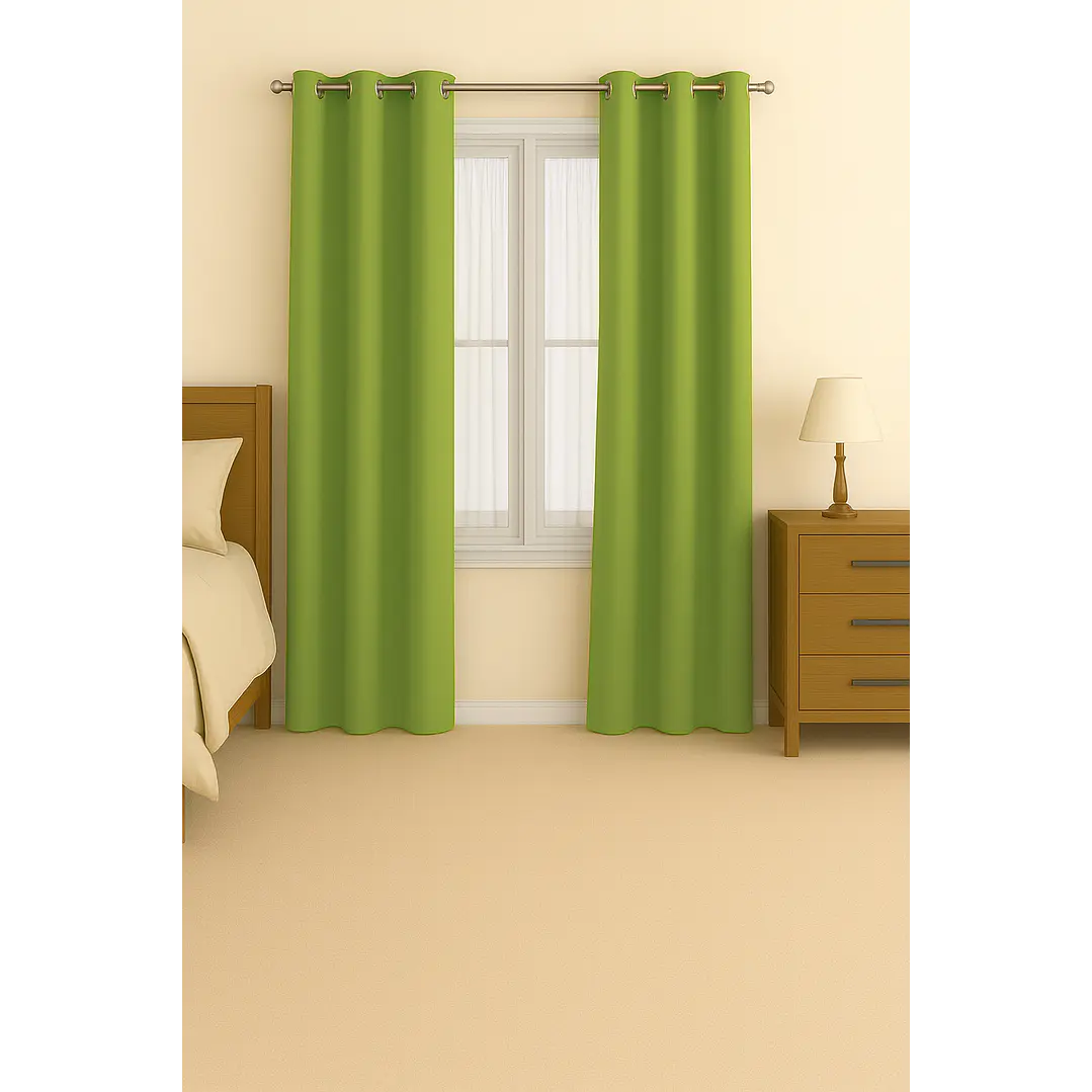 Cortina Blackout 100% Engomada Termica Tela Ligera 140x225 - Microfibra Premium - 1 Paño Verde 2
