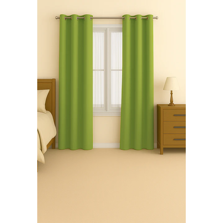 Cortina Blackout 100% Engomada Termica Tela Ligera 140x225 - Microfibra Premium - 1 Paño Verde 2