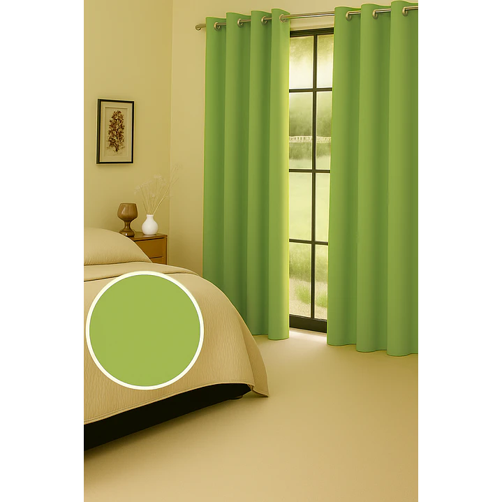 Cortina Blackout 100% Engomada Termica Tela Ligera 140x225 - Microfibra Premium - 1 Paño Verde 3