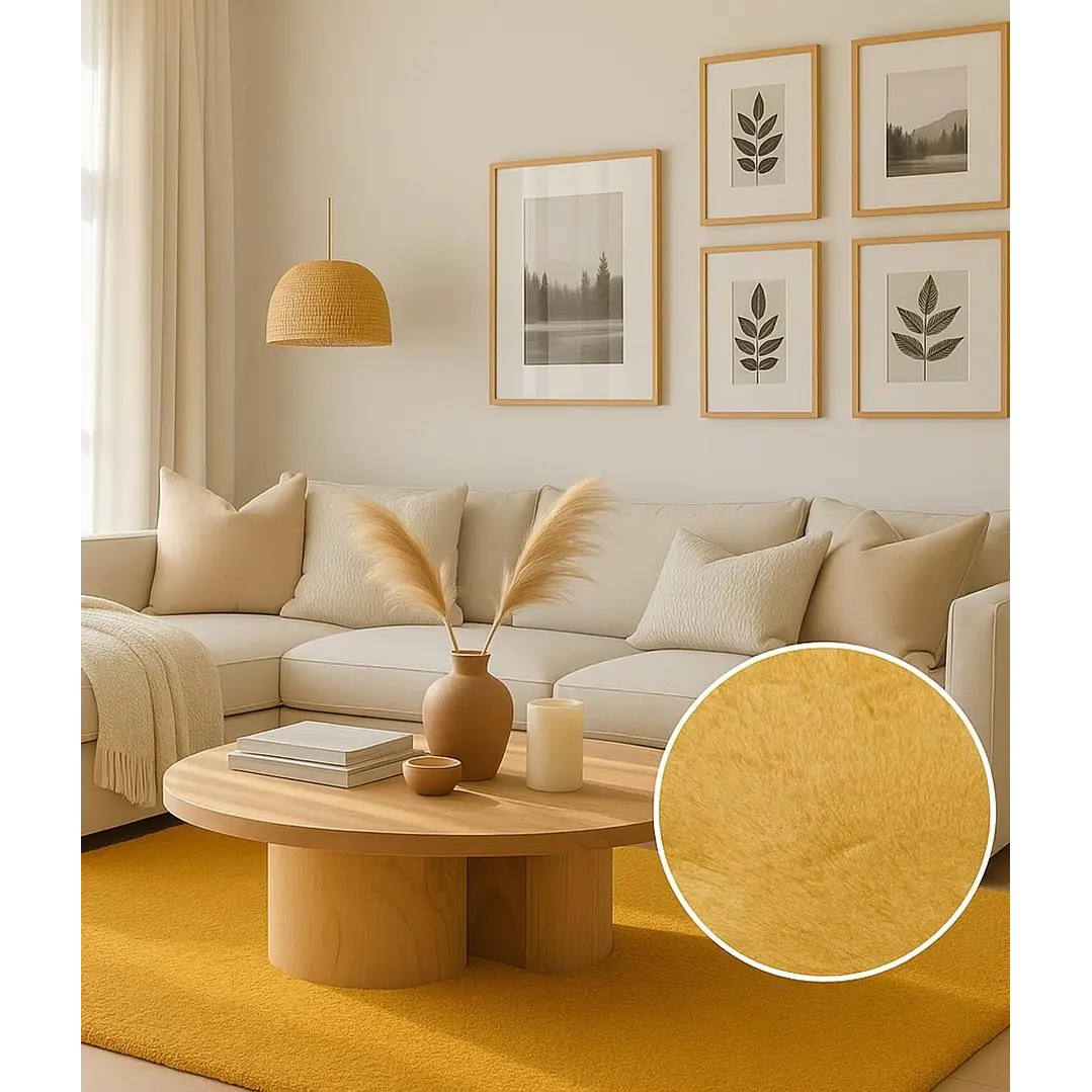 Alfombra Timmy Peluda Extra Suave Amarillo Gold 200x220 1