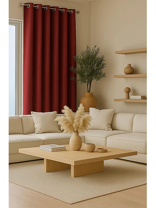 Cortina Blackout 100% Engomada Termica Tela Ligera 140x225 - Microfibra Premium - 1 Paño Rojo