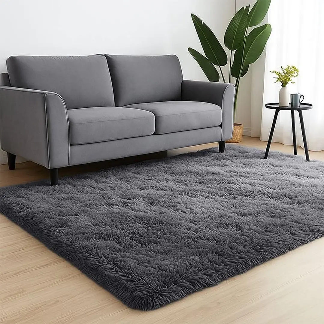 Alfombra Peluda Shaggy Gris 200x220 4