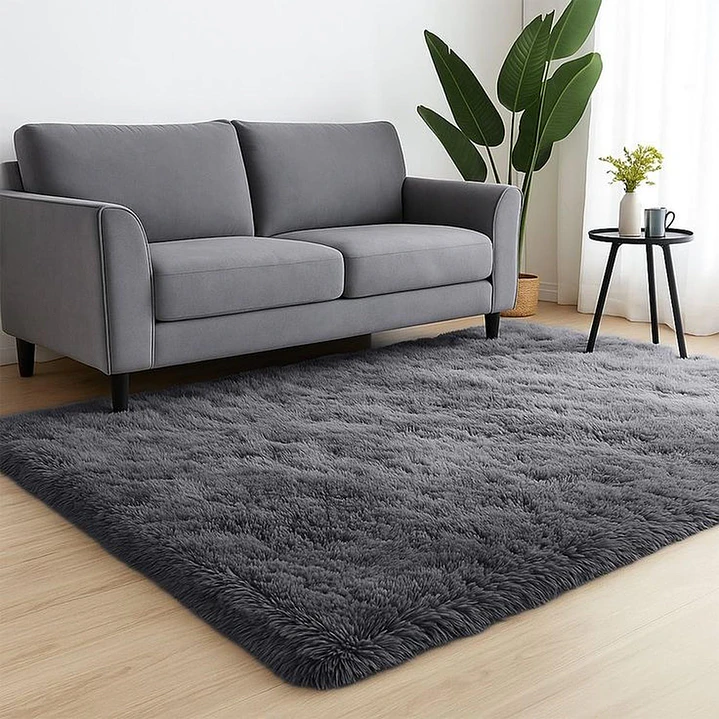 Alfombra Peluda Shaggy Gris 200x220 4