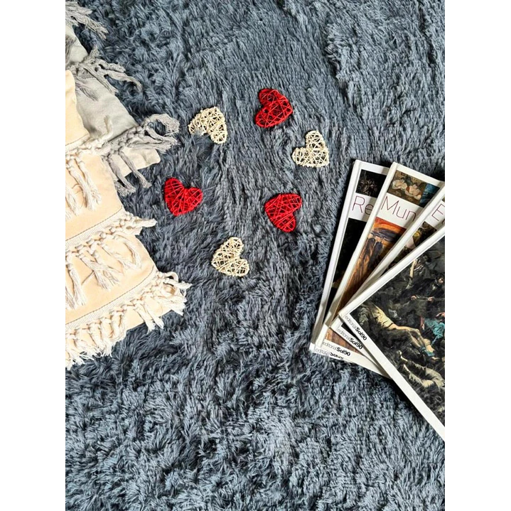 Alfombra Peluda Shaggy Gris 200x220 7
