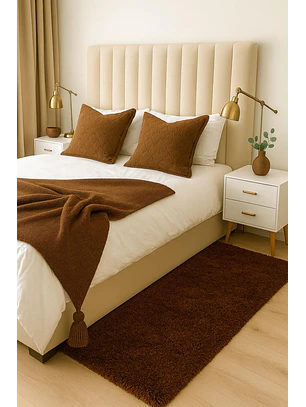 Alfombra Bajada De Cama Clems Shaggy 60x150 Café