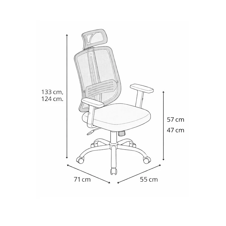 Silla de Oficina para Escritorio con Apoyacabeza Brazo Regulable Negra 5