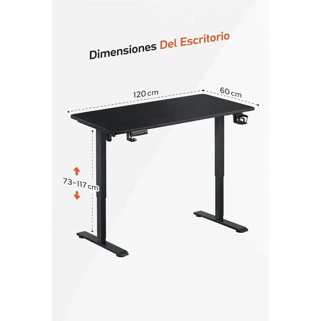 Escritorio Electrico Altura Regulable Negro 5