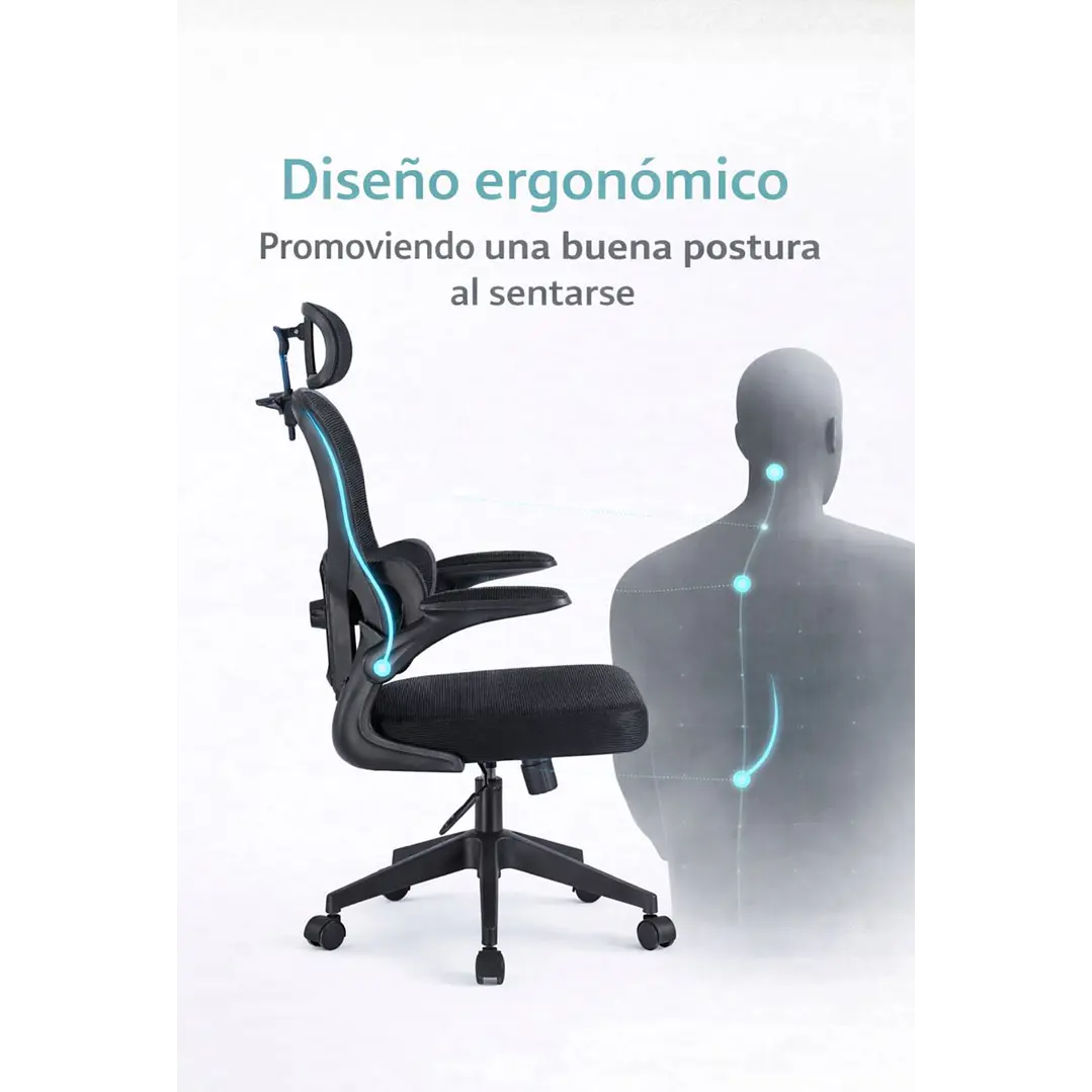 Silla Ergonomica de Oficina para Escritorio Negra 4