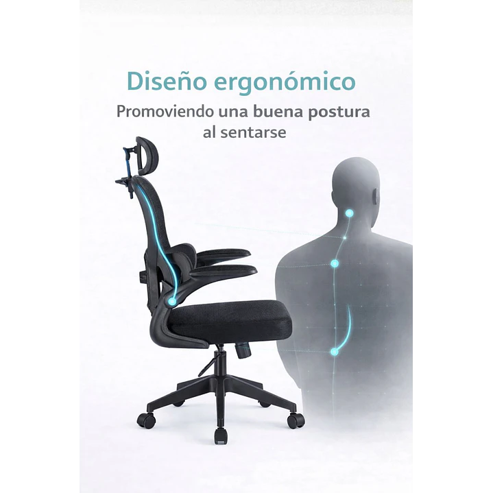 Silla Ergonomica de Oficina para Escritorio Negra 4