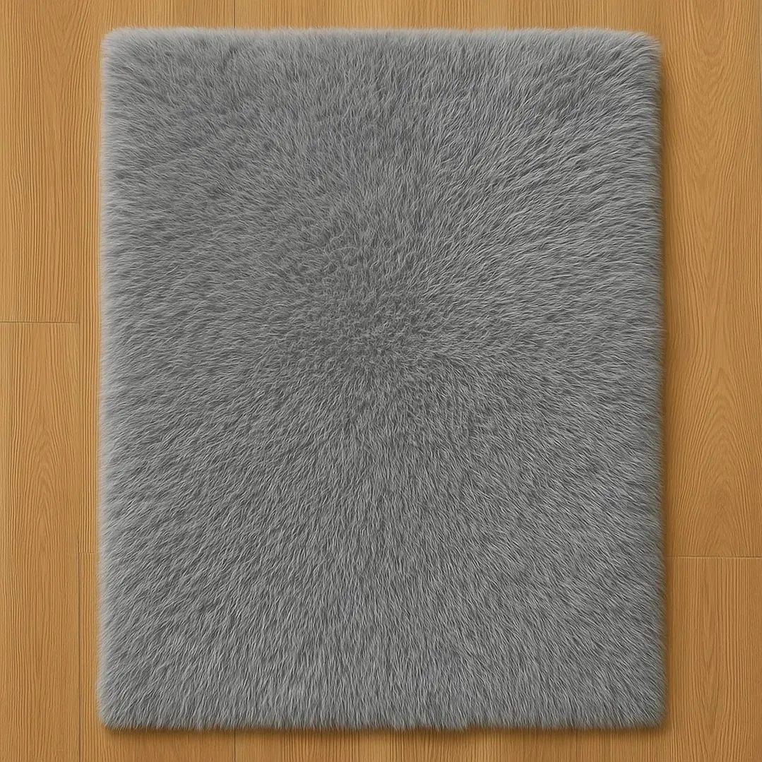 Alfombra Bajada De Cama Timmy Peluda Color Gris 55x145 7
