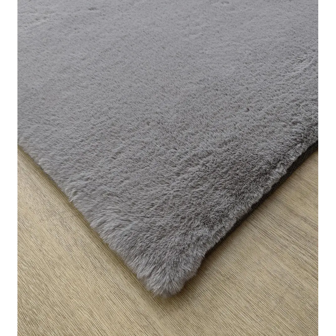 Alfombra Bajada De Cama Timmy Peluda Color Gris 55x145 9
