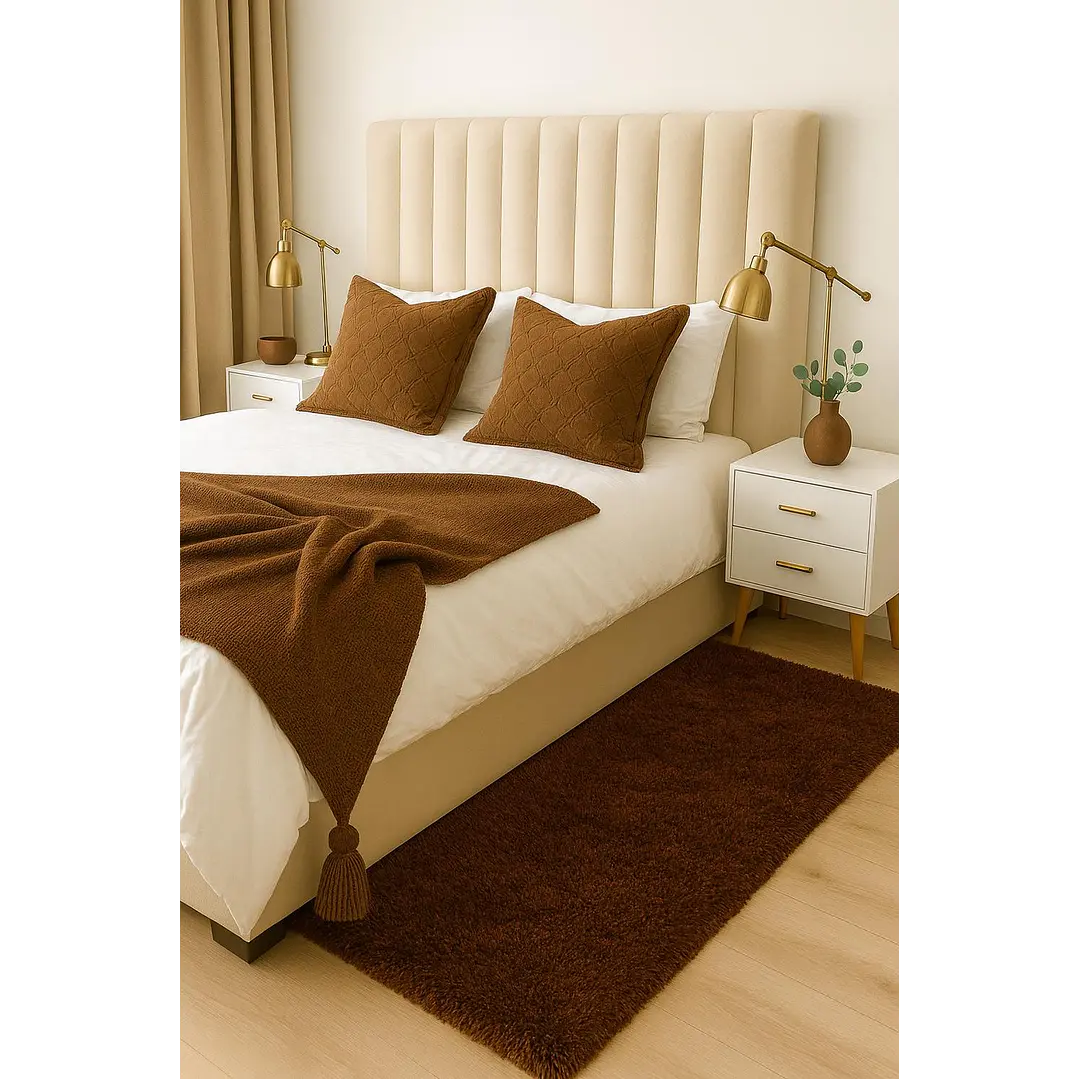 Alfombra Bajada De Cama Clems Shaggy 60x150 Café 1