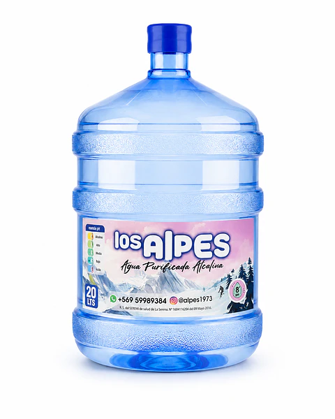Recarga de agua alcalina Los Alpes 20 Lts