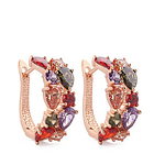 Aretes clásicos color oro rosa con circonias multicolores 4