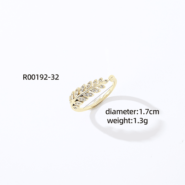 Anillo de rama de olivo y punta redonda en cobre chapado en oro 1