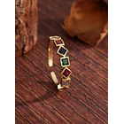 Anillo estilo vintage conpiedras sintéticas de colores en cortes varios en cobre chapado en oro 2