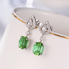 Aretes colgantes con peridoto de imitación oval y circonia blanca marquesa 2