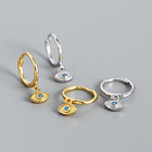 Pendientes de ojo turco en plata chapado en oro amarillo con circón azul natural 4