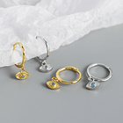 Pendientes de ojo turco en plata chapado en oro amarillo con circón azul natural 5