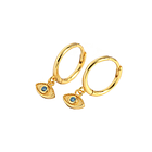 Pendientes de ojo turco en plata chapado en oro amarillo con circón azul natural 1