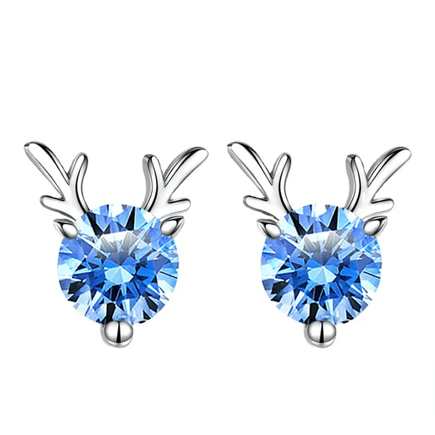 Broqueles de asta con diamante azul de imitación redondo