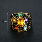 Anillo de caballero con piedras del infinito multicolores y grabados en acero titanio chapado 2
