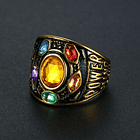 Anillo de caballero con piedras del infinito multicolores y grabados en acero titanio chapado 4